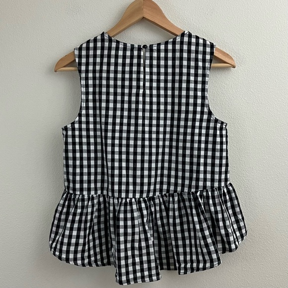 Black & White Buffalo Plaid Peplum Top - Picture 9 of 9